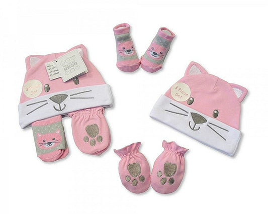 baby hat mit sock 3 piece set pink - hanrattycraftsgifts.co.uk
