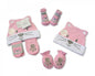 baby hat mit sock 3 piece set pink - hanrattycraftsgifts.co.uk