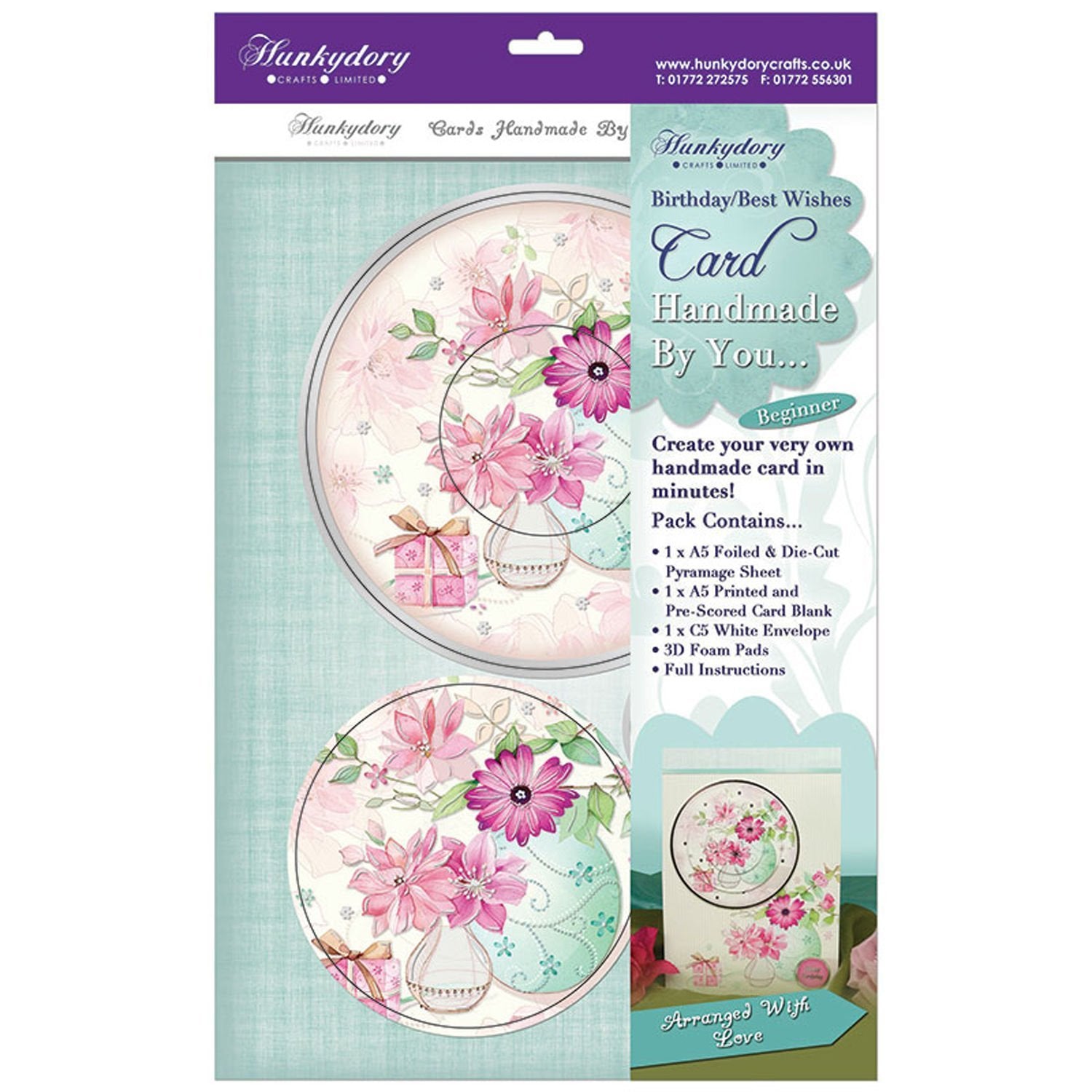 hunkydory handmade by you card kit arranged with love birthday/bestwishes - hanrattycraftsgifts.co.uk