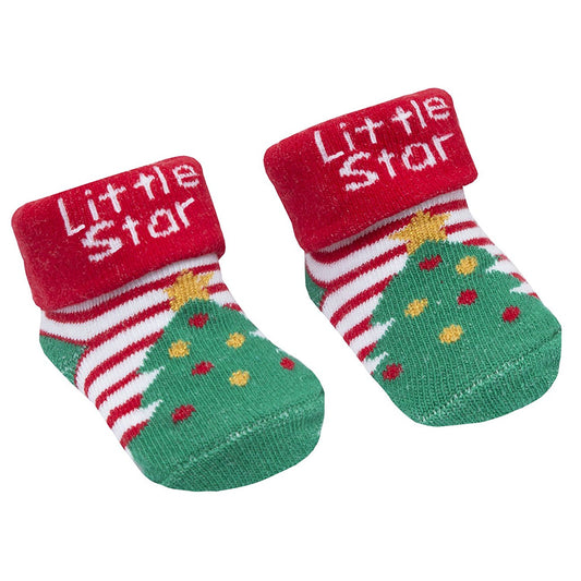 Babytown Festive Christmas Baby Cotton Rich Socks in Tote Bag - hanrattycraftsgifts.co.uk