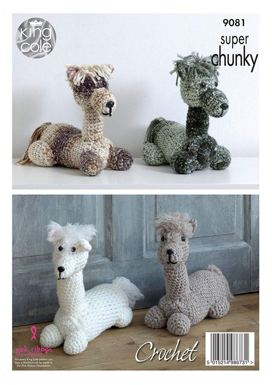King Cole 9081 Crochet Pattern Andre the Alpaca Toy / Doorstop in King Cole Big Value Super Chunky - hanrattycraftsgifts.co.uk