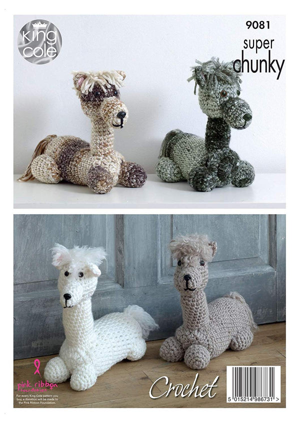 King Cole 9081 Crochet Pattern Andre the Alpaca Toy / Doorstop in King Cole Big Value Super Chunky - hanrattycraftsgifts.co.uk