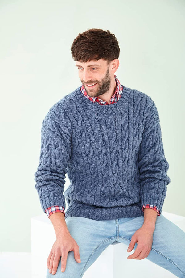 King Cole 5940 Knitting Pattern for Striped or Solid Cable Knit