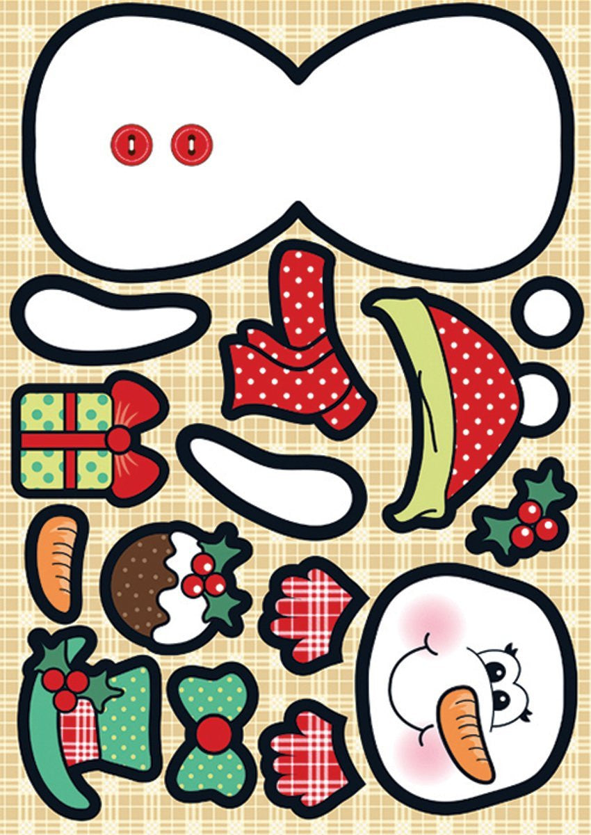 Wobbler Die-Cut Punch-Out Card 2-Sheet Pack-Sidney Snowman - hanrattycraftsgifts.co.uk