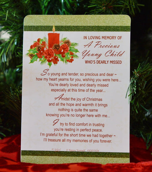 Graveside Memorial Christmas Card & Holder -A Precious Young Child - 3526 - hanrattycraftsgifts.co.uk