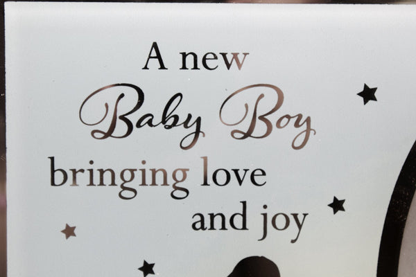 Baby Boy Sentiment - Bringing Love and Joy photo frame gift - hanrattycraftsgifts.co.uk