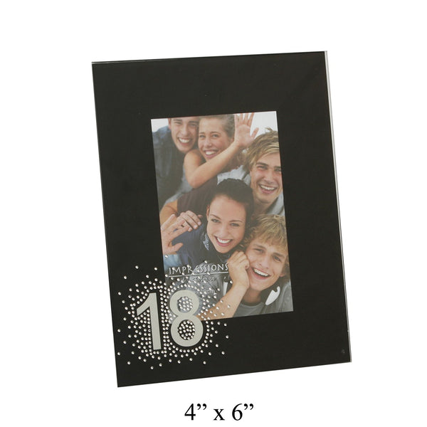 Juliana Black Glass Frame - 4X6 Starburst & Mirror - 18Th - hanrattycraftsgifts.co.uk