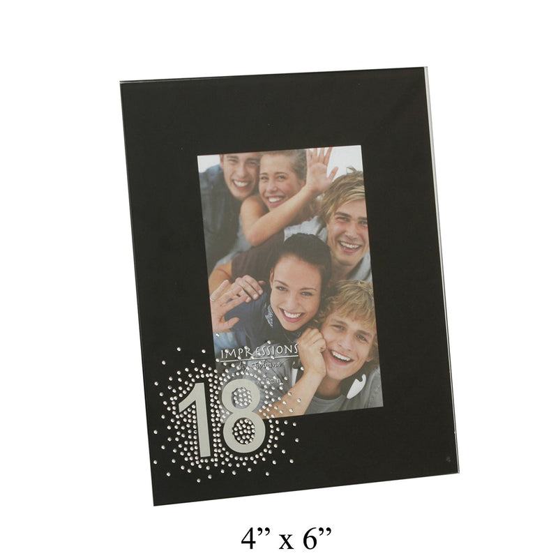Juliana Black Glass Frame - 4X6 Starburst & Mirror - 18Th - hanrattycraftsgifts.co.uk