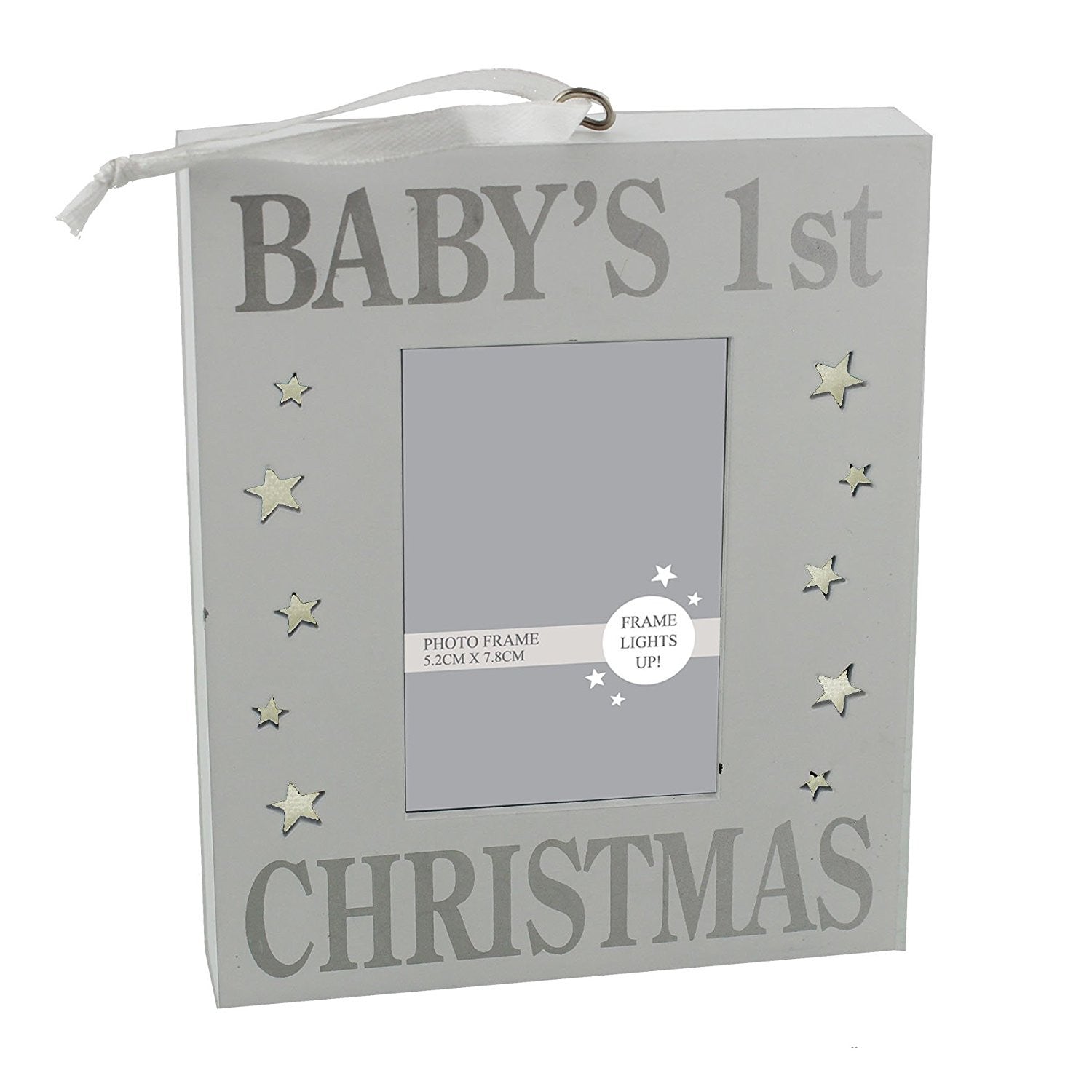 Baby's 1st Christmas Photo Frame- Silver Sparkle Light Up Wall Plaque / Photo Frame - hanrattycraftsgifts.co.uk