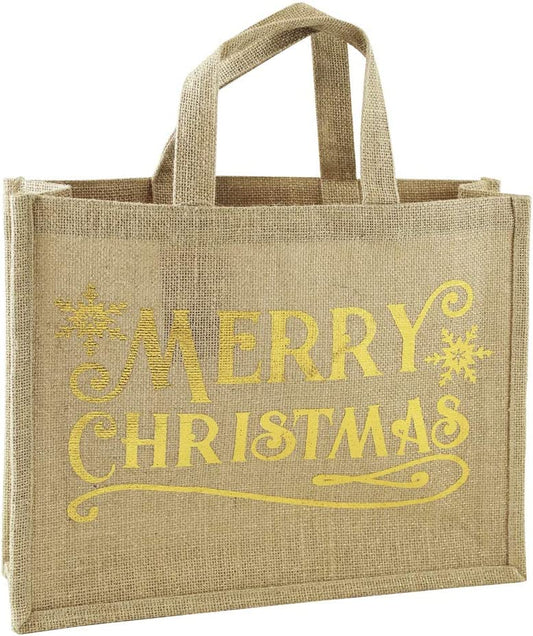 Clairefontaine X-28245-JUTC Jute Canvas Bag  Merry Christmas Gold