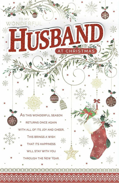 Wonderful HUSBAND - FABULOUS EX-LARGE CHRISTMAS Card
