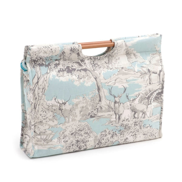 Hobby Gift 'Manor Toile' Craft Bag with Wooden Handle 11 x 42 x 30cm (d/w/h) - hanrattycraftsgifts.co.uk