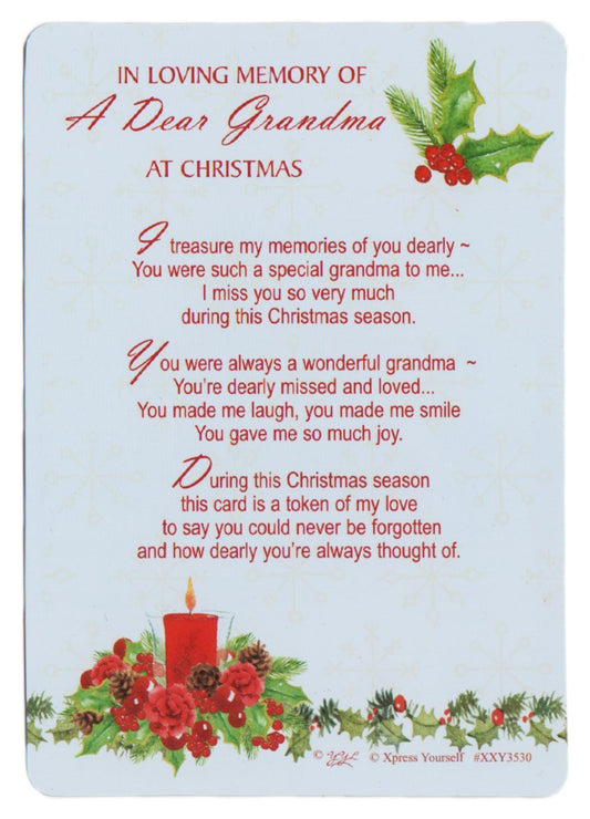 Graveside Memorial Christmas Card & Holder -In Loving Memory Of A Dear Grandma - 3530 - hanrattycraftsgifts.co.uk