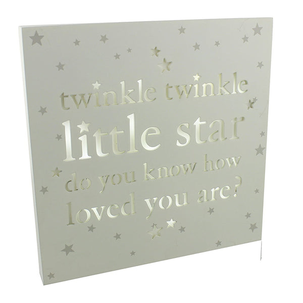 Bambino Baby Shower Gift Light Up MDF Wall Plaque - Twinkle Twinkle - hanrattycraftsgifts.co.uk