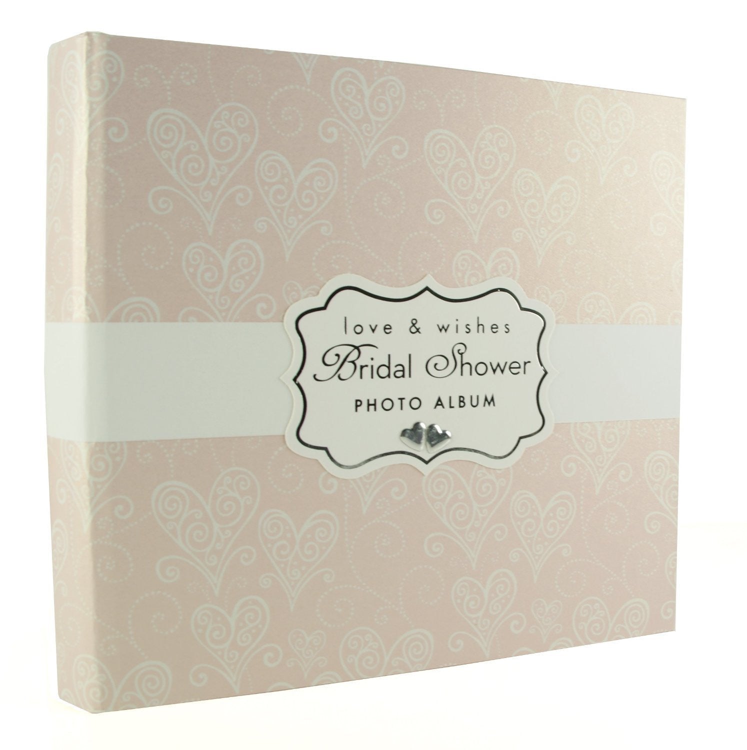 Bridal Shower Photo Album, Love & Cherish Pearlised Paperwrap, Wedding Gift in Gift Box - Laura Darrington Designed Album - hanrattycraftsgifts.co.uk