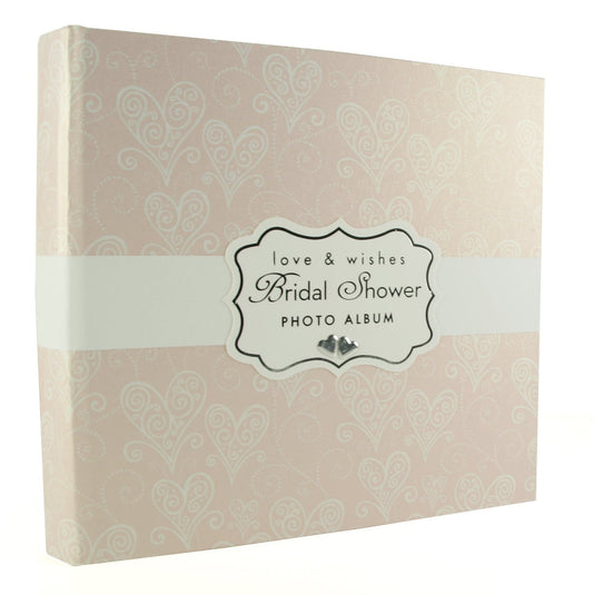 Bridal Shower Photo Album, Love & Cherish Pearlised Paperwrap, Wedding Gift in Gift Box - Laura Darrington Designed Album - hanrattycraftsgifts.co.uk