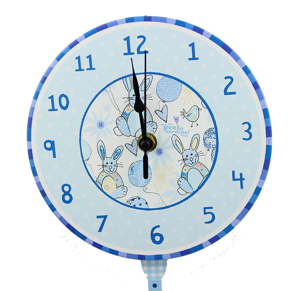Peel & Sardine "Blue Bunny" Pendulum Clock - hanrattycraftsgifts.co.uk
