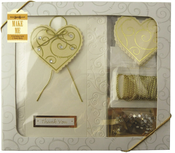 Craftime Heart Thank You Card Kit, Gold - hanrattycraftsgifts.co.uk