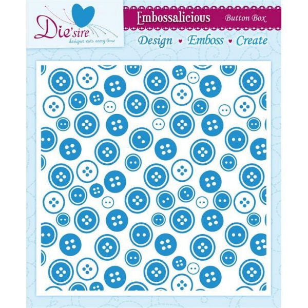 Crafters Companion Button Box - 8in x 8in Embossalicious Embossing Folder - hanrattycraftsgifts.co.uk