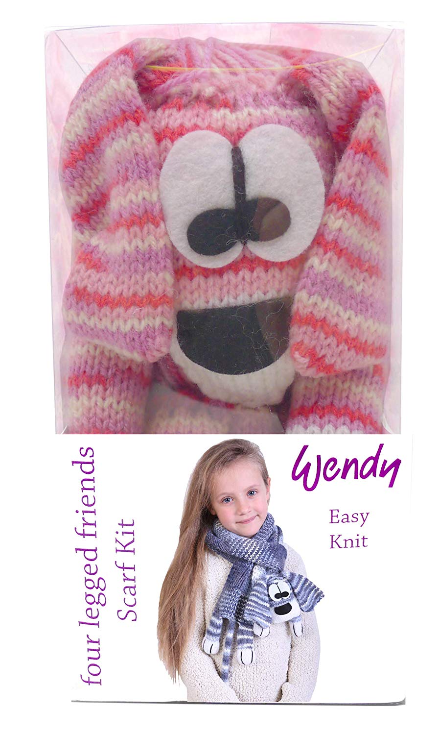 Wendy Four Legged Friends Easy Knit Scarf Kit (Dog) - hanrattycraftsgifts.co.uk