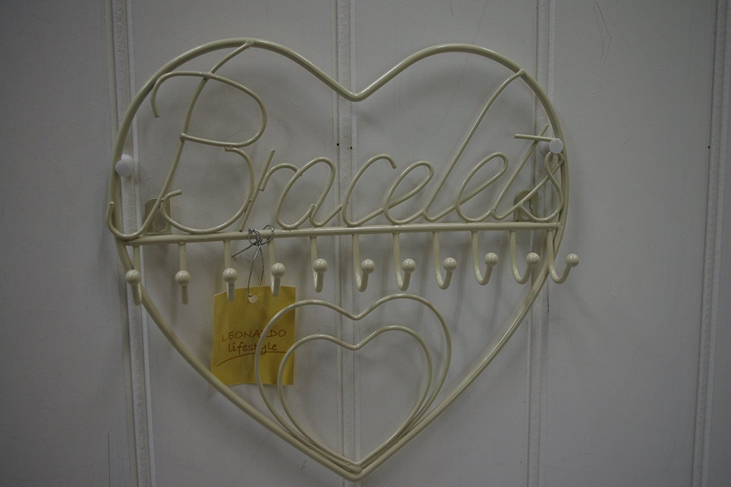 Cream Heart Jewellery Wall Mounted Bracelets Wire Writing - hanrattycraftsgifts.co.uk