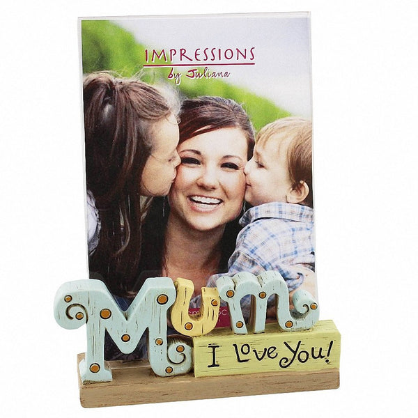 Mum I Love You Freestanding Resin Lettering Photo Frame 4" x 6" Photos Juliana - hanrattycraftsgifts.co.uk