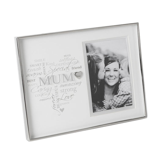 Heartfelt Moments Nickel Plated Frame Heart 4" x 6" Mum - hanrattycraftsgifts.co.uk