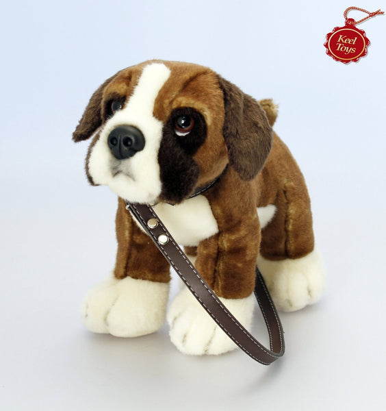 Keel Toys Standing Boxer Puppy on Lead Soft Plush Dog - hanrattycraftsgifts.co.uk