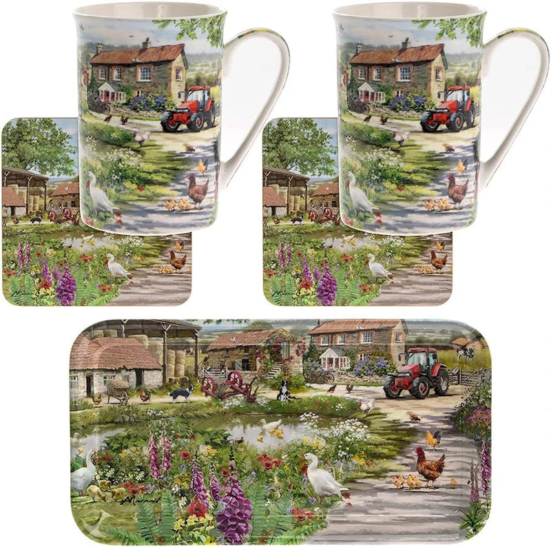 Farm Yard 2 Mugs & Coasters and Tray