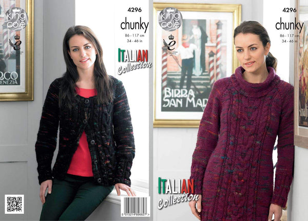 King Cole 4296 Ladies Sweater Dress and Cardigan in King Cole Florence Chunky - hanrattycraftsgifts.co.uk