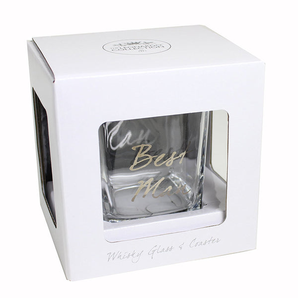 Wedding Best Man Whisky Glass & Coaster Thank You Gift LP - hanrattycraftsgifts.co.uk