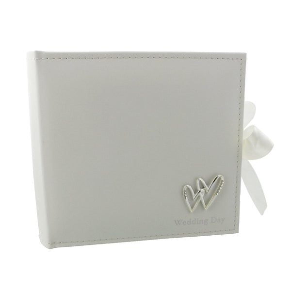 Beautiful Mr & Mrs Wedding 6" x 4" Photo Album with Double Heart Icon - Wedding Day - hanrattycraftsgifts.co.uk