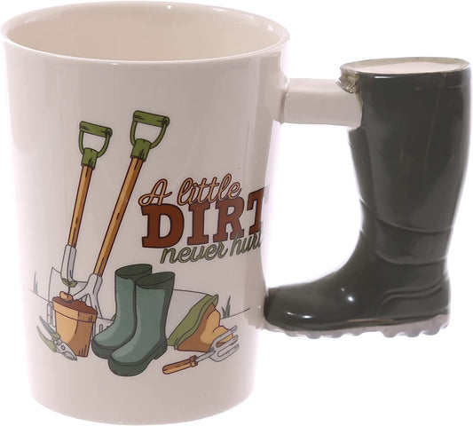 Puckator Garden Wellington Ceramic Shaped Handle Mug, Tea Coffee Hot Drinks, Decorative Gift Box