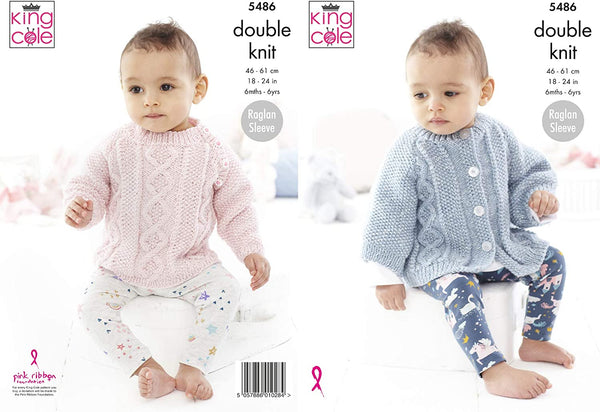 King Cole Baby Kids Double Knitting Pattern Cable Knit Sweater & Cape (5486)