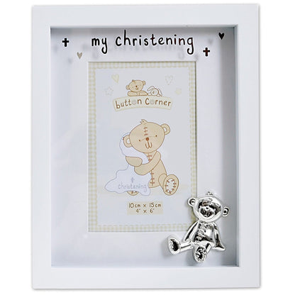 Button Corner MDF Photo Frame and Icon "My Christening" 4"x6" - hanrattycraftsgifts.co.uk