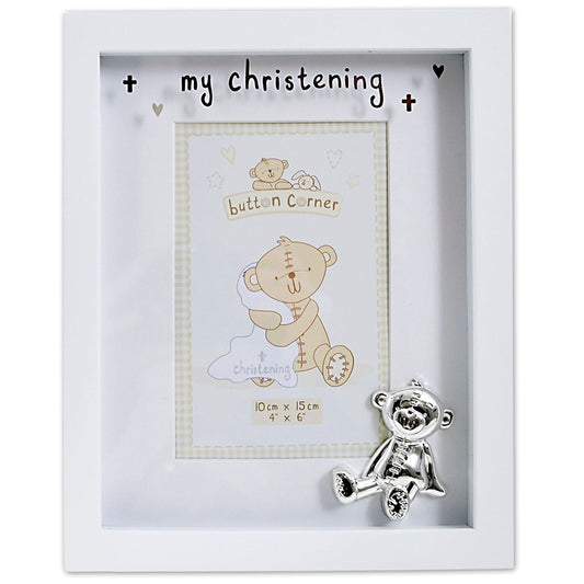 Button Corner MDF Photo Frame and Icon "My Christening" 4"x6" - hanrattycraftsgifts.co.uk