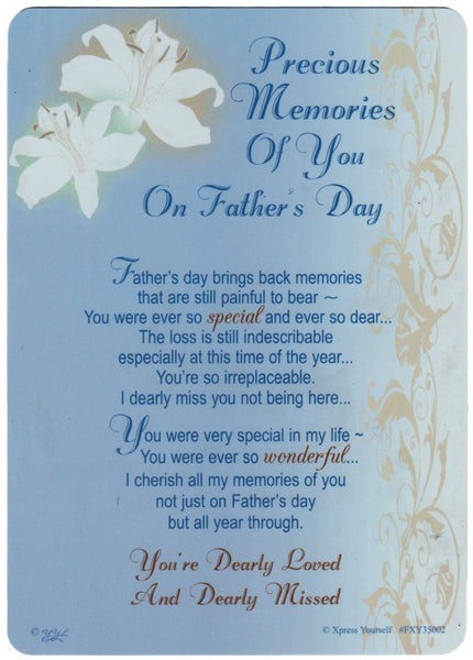 In Loving Memory - Precious Memories Of You On Father's Day - Grave/Graveside Memorial Card - hanrattycraftsgifts.co.uk