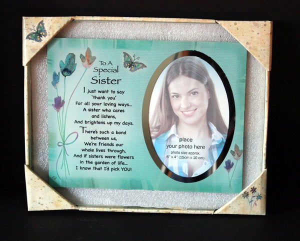 Inspirational Glass Poem Photo Frame for a Very Special Sister Birthday Gift Or Any Occasion Keepsake to Treasure Forever! - hanrattycraftsgifts.co.uk