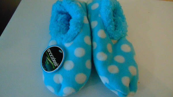 Snoozies Fleece Slippers Polka Dots: Turqouise: Small (Size 3-4)