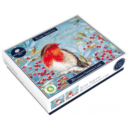 tom smith   20 Luxury Robin Xmas Cards