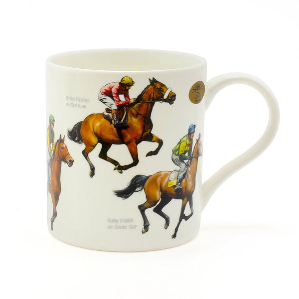 The Leonardo Collection Winning Post Fine China Windsor Mug ,Horse Racing Design, Famous Horses & Jockeys Perfect Cup for Fans of Horse Racing - hanrattycraftsgifts.co.uk