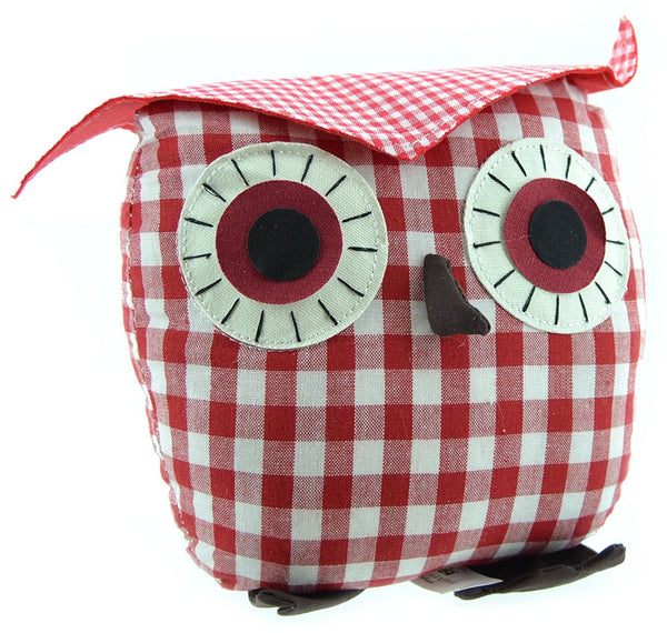 Juliana Home Living 19cm Red Checkered Door Stop - Owl - hanrattycraftsgifts.co.uk