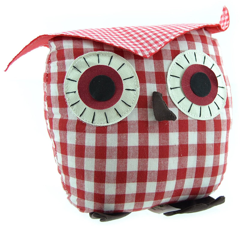 Juliana Home Living 19cm Red Checkered Door Stop - Owl - hanrattycraftsgifts.co.uk