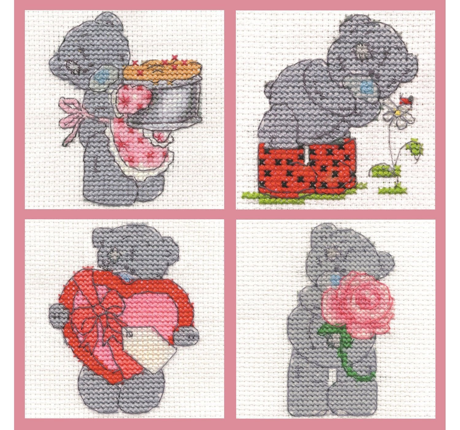 DMC Tatty Teddy Mini Kits Set Of 4 (Set A) - hanrattycraftsgifts.co.uk