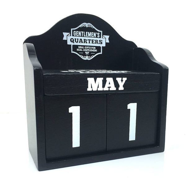 Perpetual Wooden Block Calendar Black Vintage Shabby Chic - hanrattycraftsgifts.co.uk