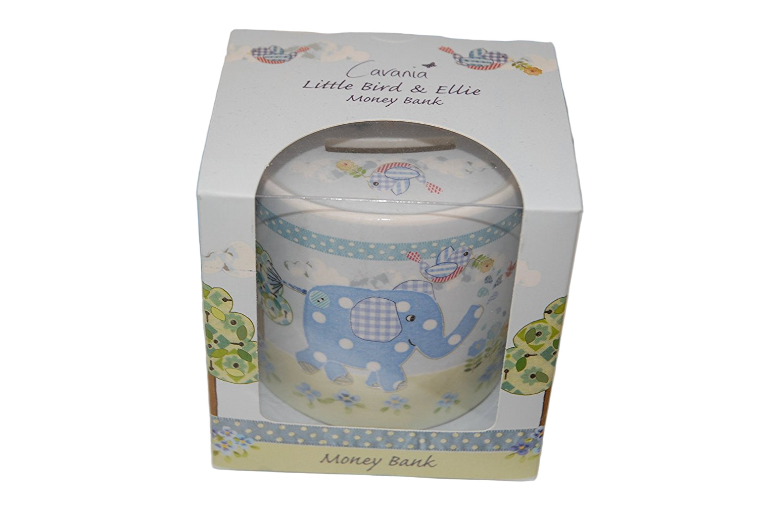 Luxury Gift Wrapped Cavania Blue Little Bird and Ellie Money Box - hanrattycraftsgifts.co.uk