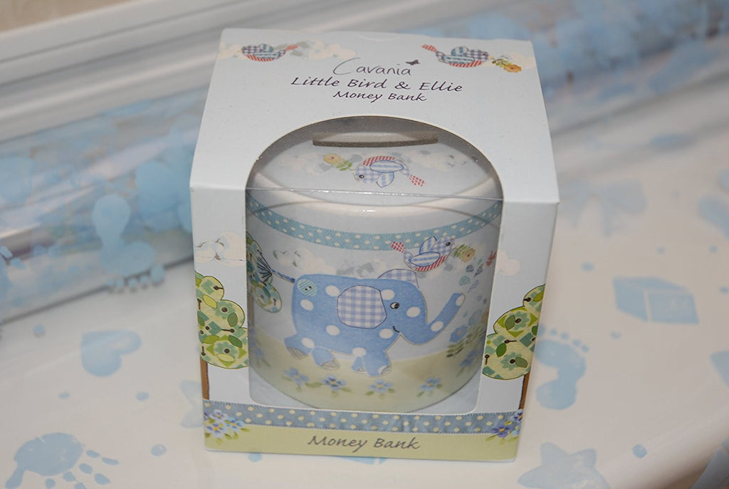 Luxury Gift Wrapped Cavania Blue Little Bird and Ellie Money Box - hanrattycraftsgifts.co.uk