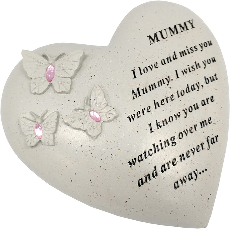 Mummy Memorial Butterfly Heart with Gemsm