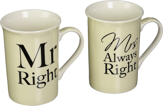 Lesser & Pavey LP33186 Mr & Mrs Right Set of 2 Cups Porcelain Cream