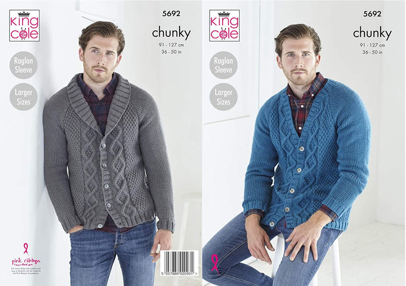 King Cole 5692 Super Soft Chunky Wool Cardigan and Jacket Knitting Pattern